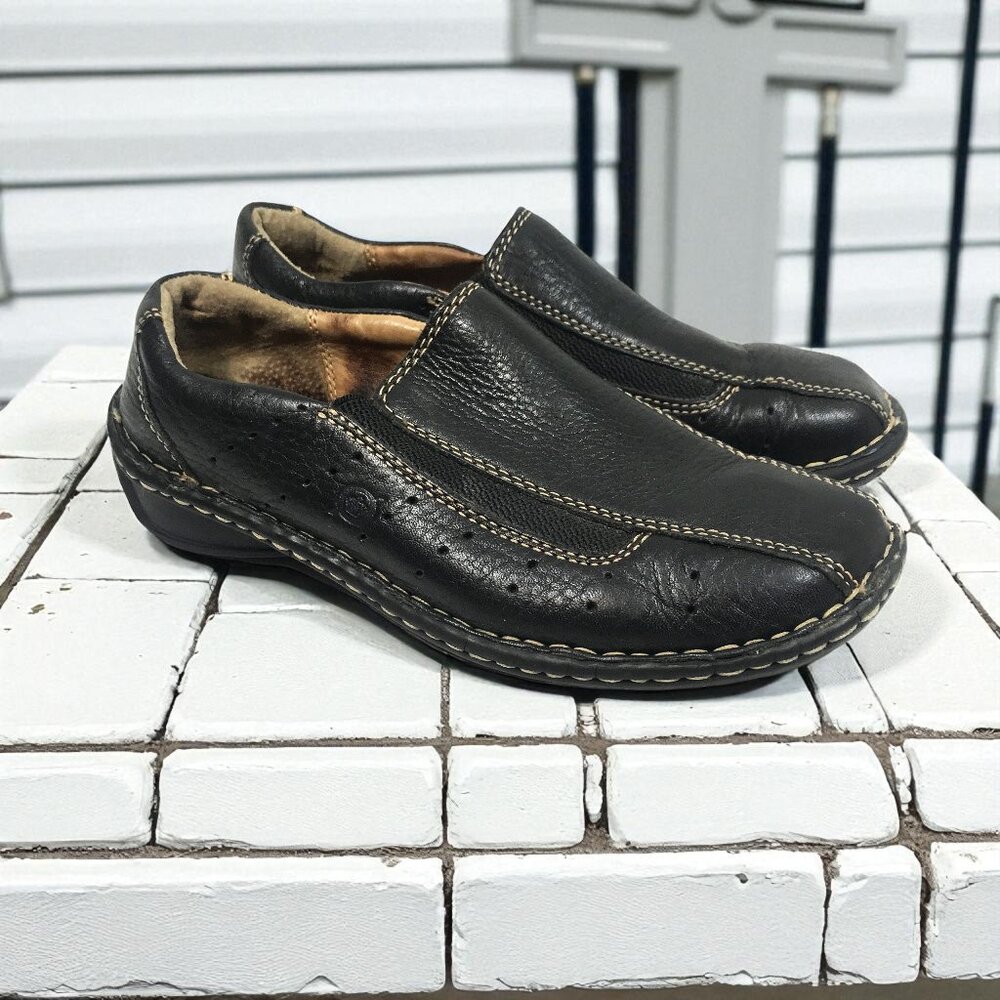Born Black Leather Loafers Women Sz 7